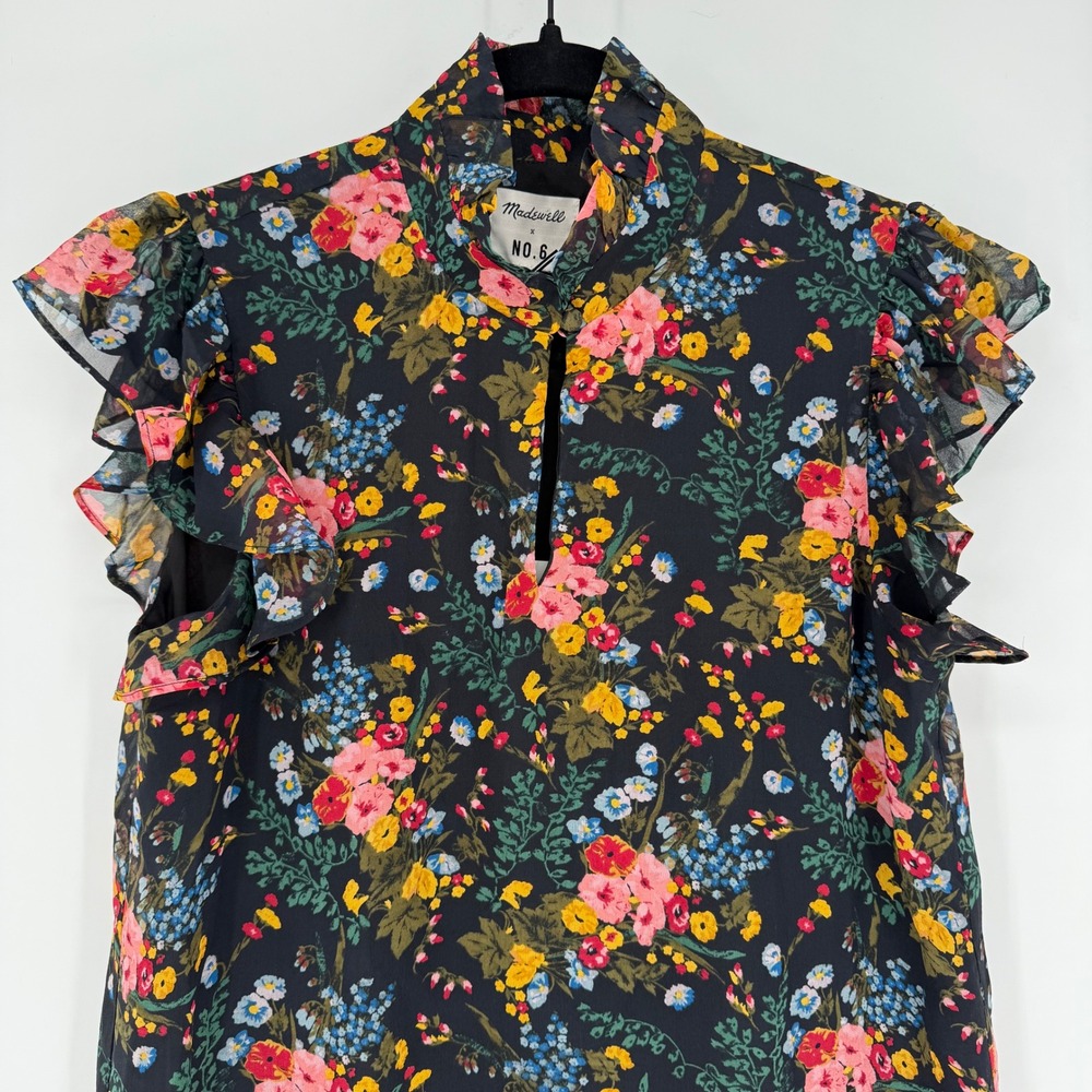 MADEWELL X NO. 6 SILK BEACON DRESS NWT SIZE 0 GARDEN BOUQUET FLORAL SUMMER - Picture 2 of 9
